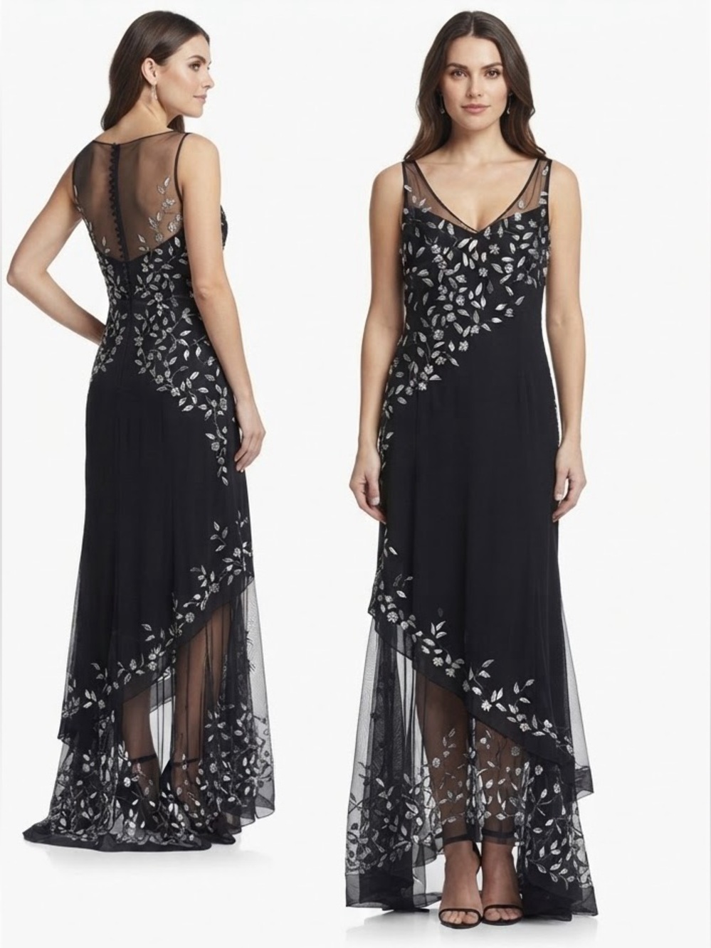 Vintage Aspeed USA Beaded Fairy Gown XXXL Black Silver